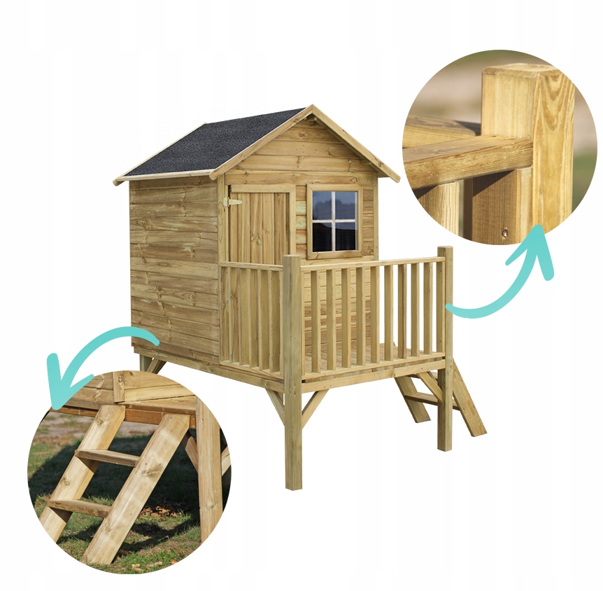 Drewniany Domek Ogrodowy Dla Dzieci Tomek + Ślizg Stan opakowania oryginalne