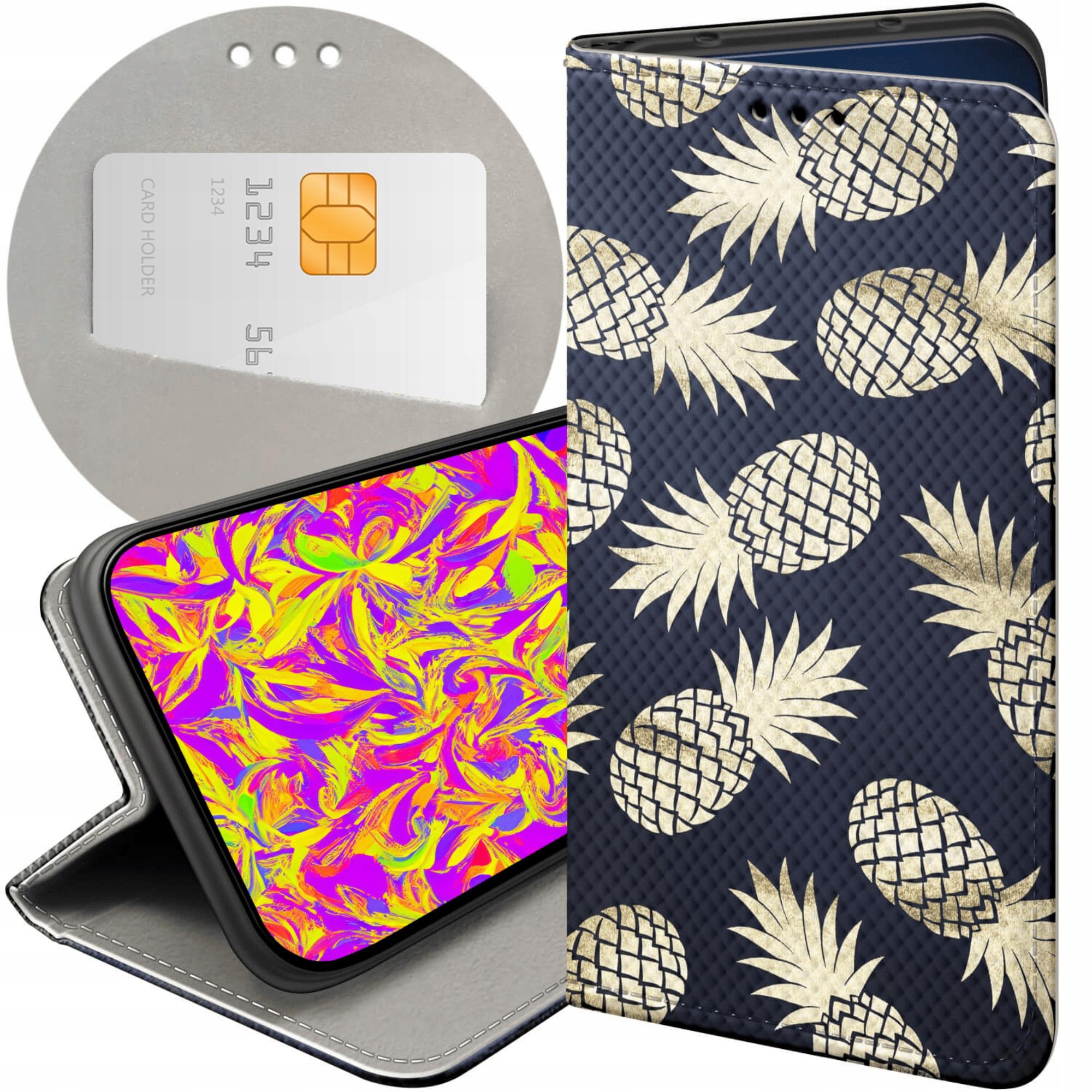 Etui Z Klapką Do Xiaomi 15T 5G Ananas Owoce Egzotyczne Futerał Case