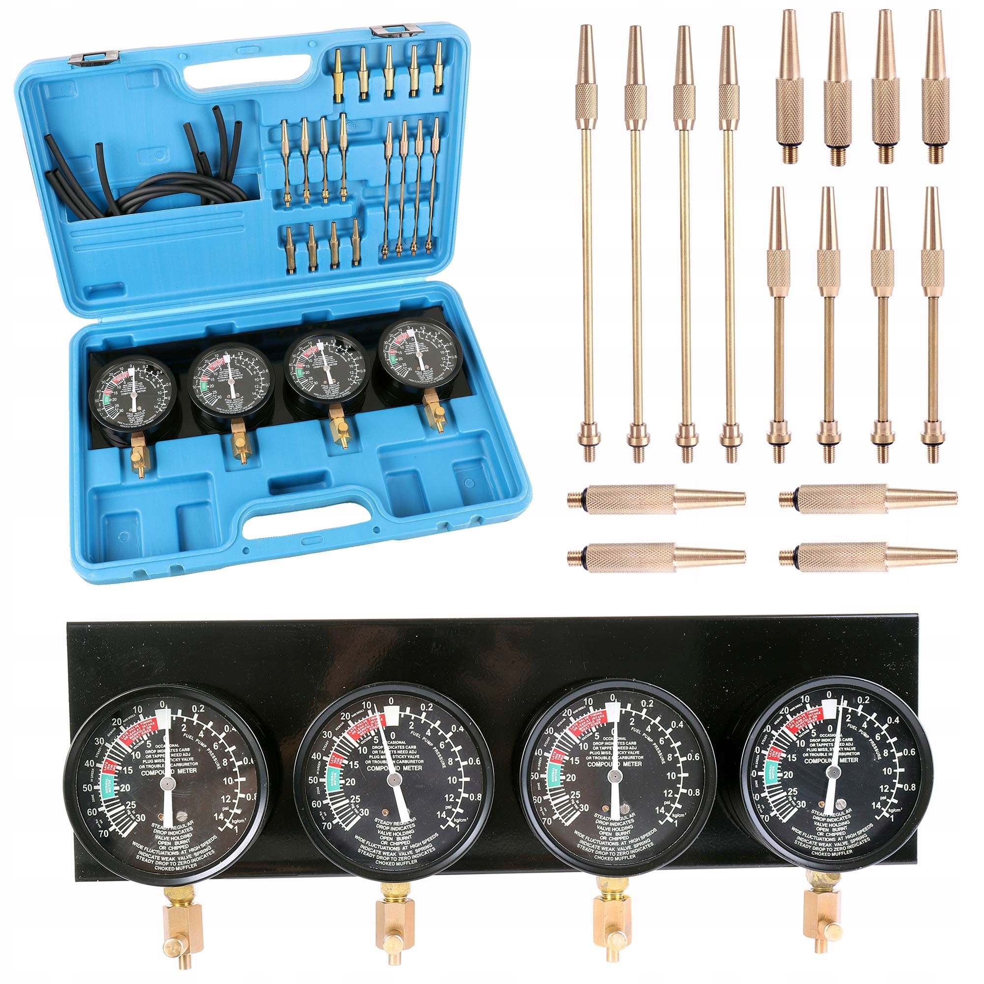 Vakuometry pro synchronizaci karburátorů sada 4ks indikátorů vakuometrů