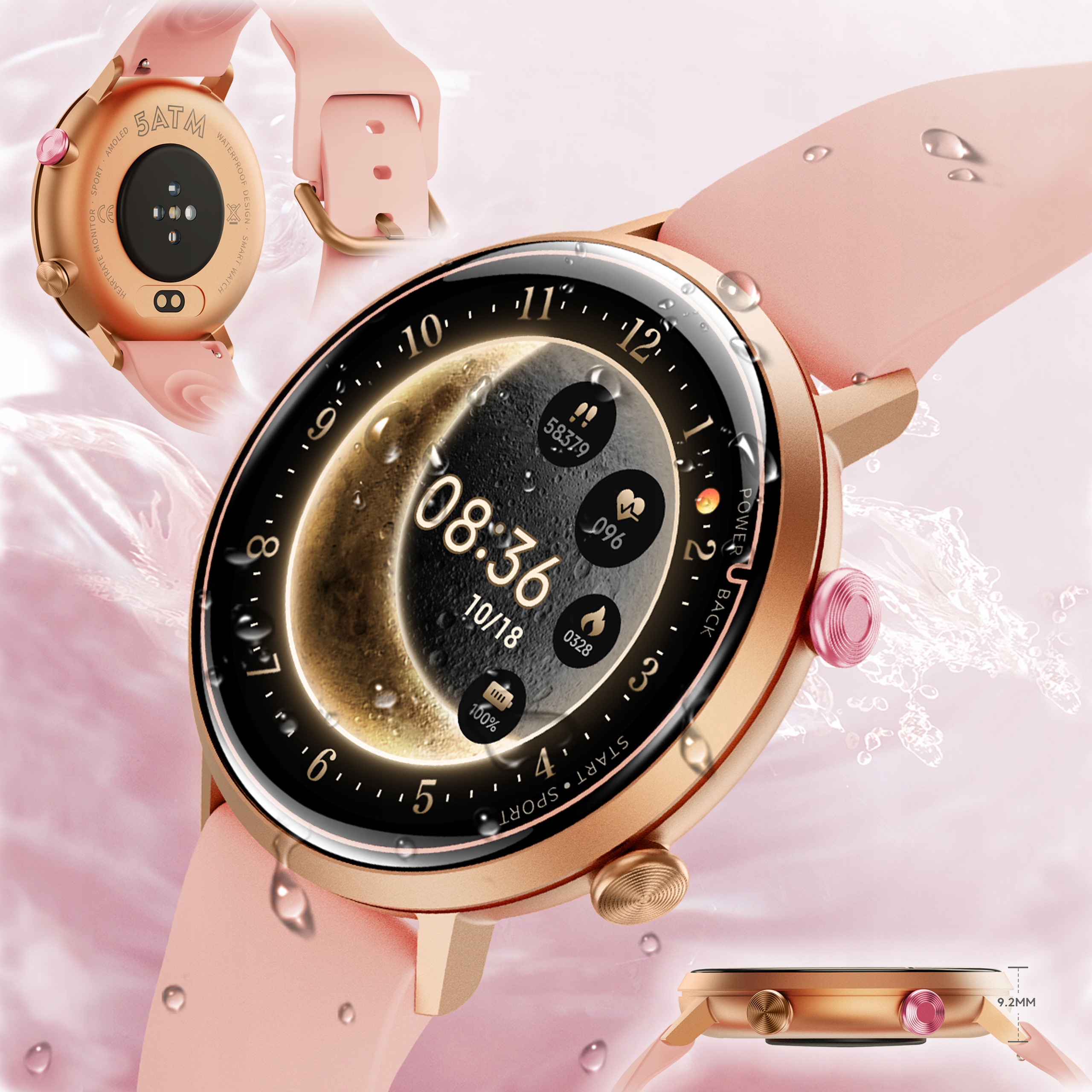 SMARTWATCH DAMSKI WODOODPORNY 5ATM DO PŁYWANIA AMOLED SMS POMIARY SPORT PL Kod producenta SMARTWATCH DAMSKI 5ATM IP68 AMOLED WIADOMOŚCI