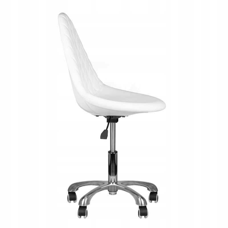 KRZESŁO TABORET KOSMETYCZNY REGULOWANY OBROTOWY OPARCIE BIAŁY Model 265