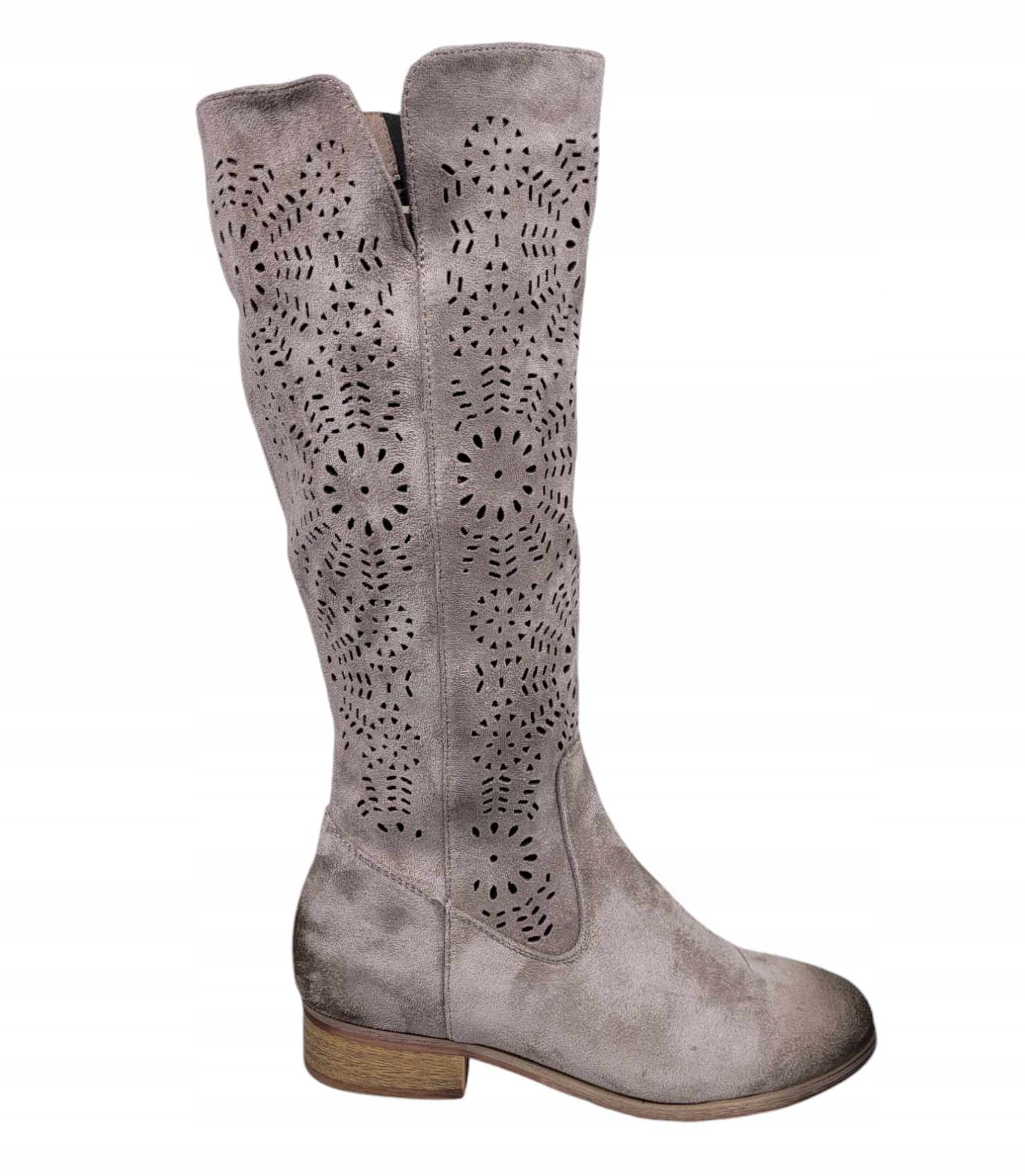 Potocki Kozačky Ažurové 24-12522 Kh Tmavě Béžové vel.41