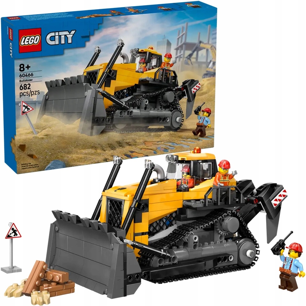 682 dílků stavebnice Lego City Žlutý buldozer stavební stroj 60466