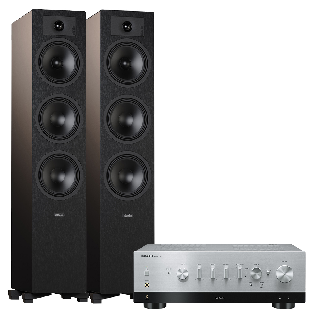 INDIANA LINE TESI 6 BLACK + Yamaha R-N800A MusicCast Tidal Wi-Fi DAB+