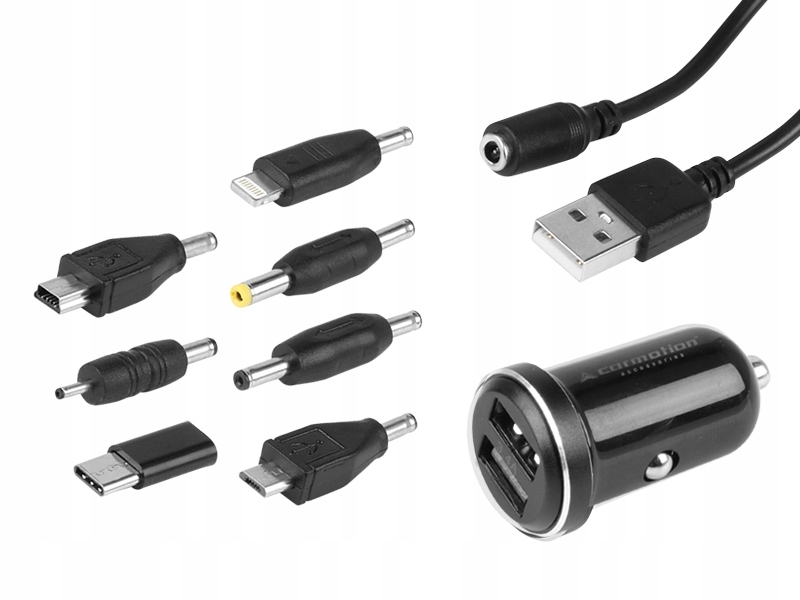

Ładowarka uniwersalna 2x Usb 120cm 7 końcówek