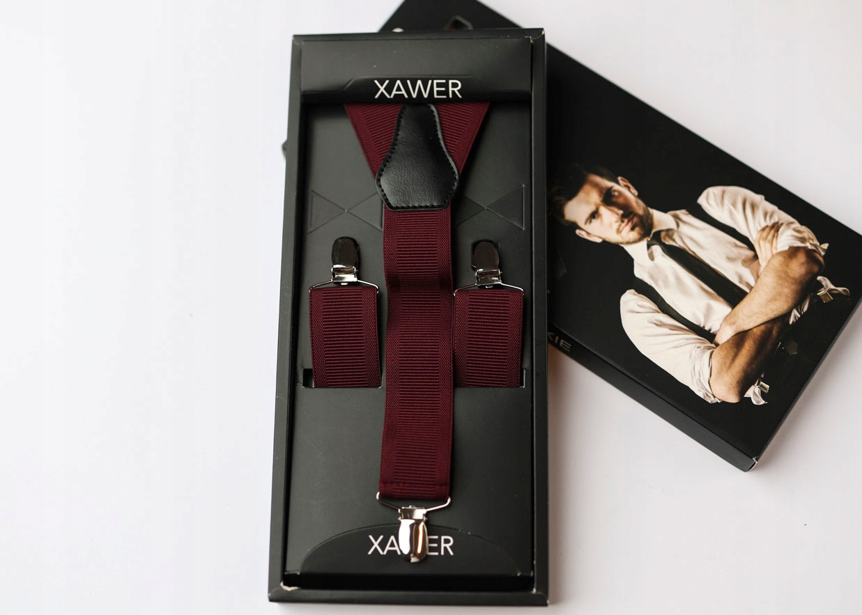 SZELKI DO SPODNI XAWER MĘSKIE BORDOWE BORDO Marka inna