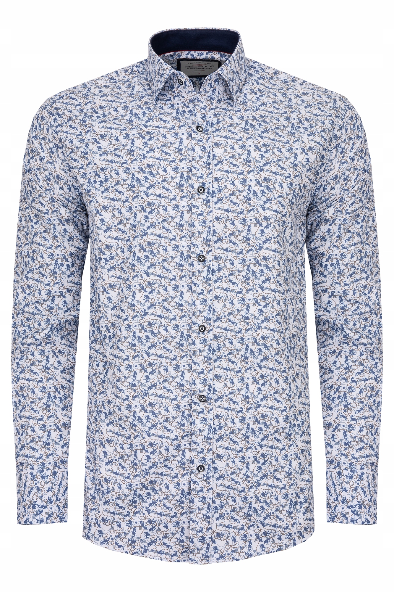 Pánská Košile Elegantní Bílá Vzorovaná Bavlna Límeček Svatební Hostina: L/42