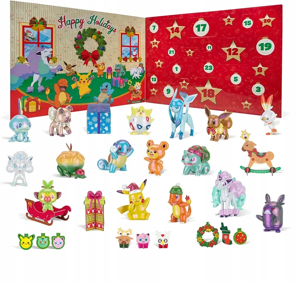 Адвент-календарь Pokemon Deluxe Happy Holidays PKW2751, 16 фигурок и диорама, от 4 лет — фото 3