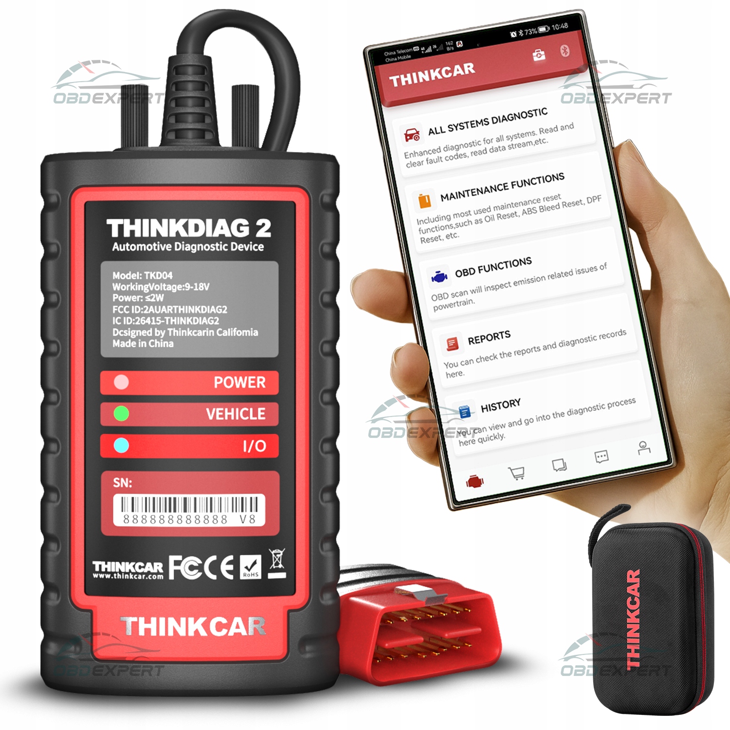 Thinkdiag 2 OBD2 Diagnostický Tester Kompletný systém Thinkcar Can Fd j.PL