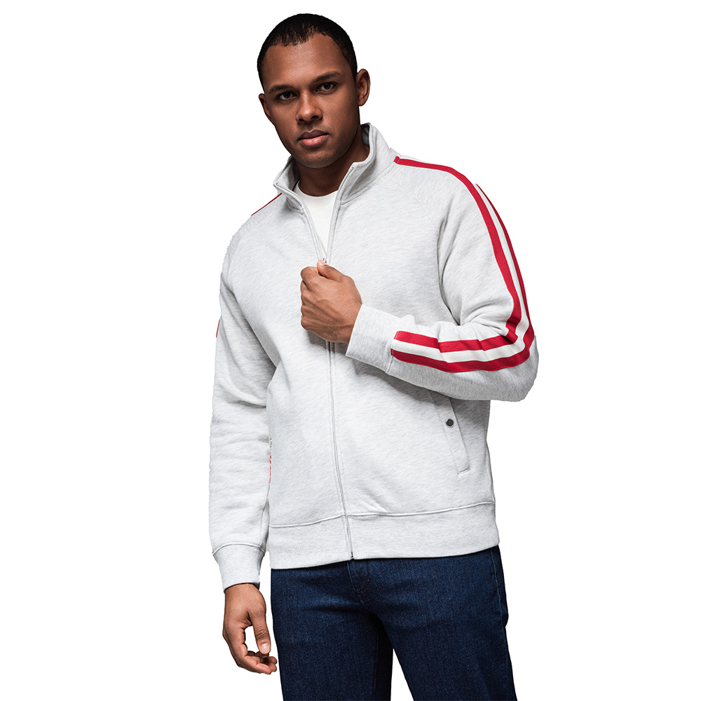 Pánská tepláková mikina s lampasy šedá melanž Ombre OM-SSZP-0219 V1 S