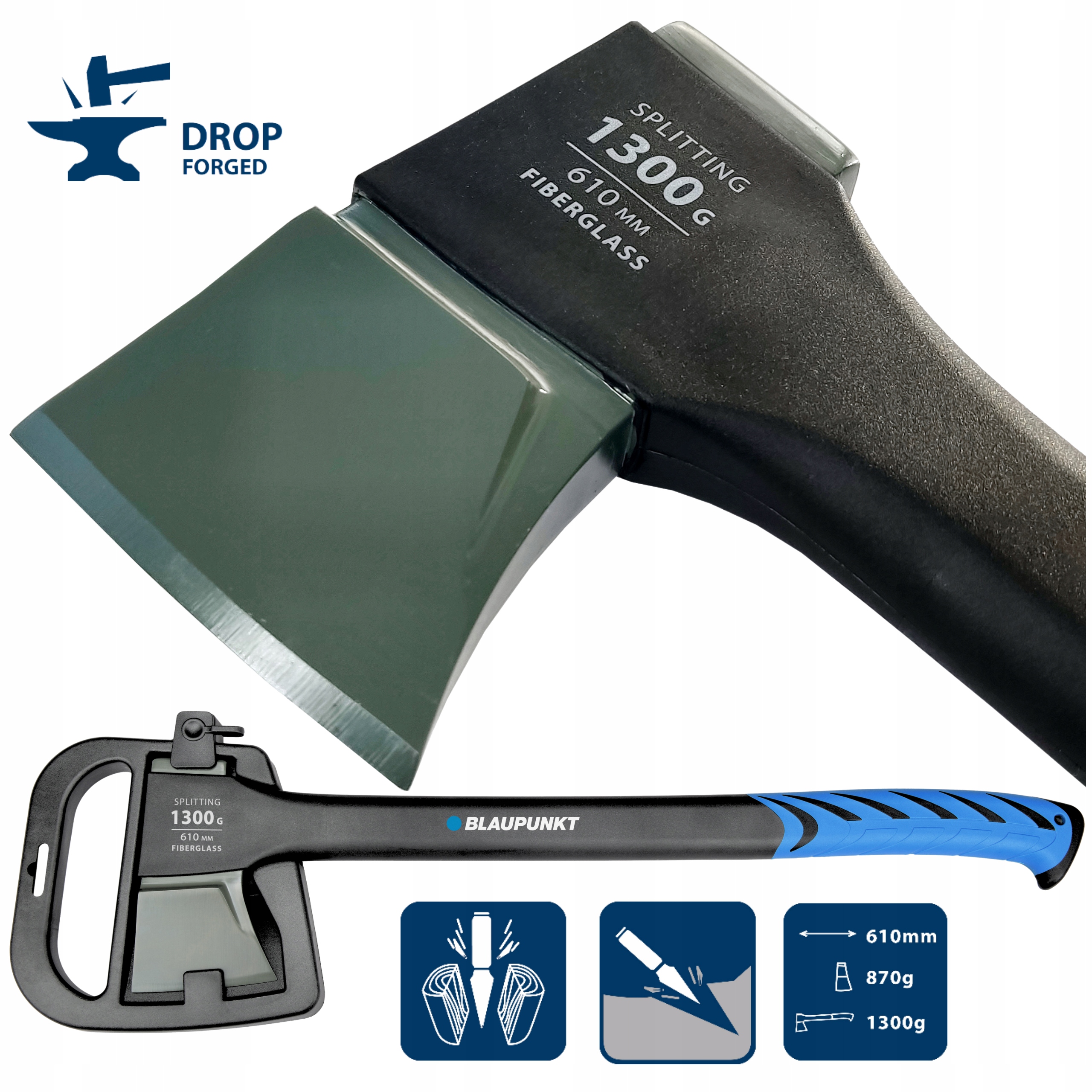 Siekiera Rozłupująca Ciesielska Fiberglass Kuta Stal Trzonek 61 cm 1,3 kg
