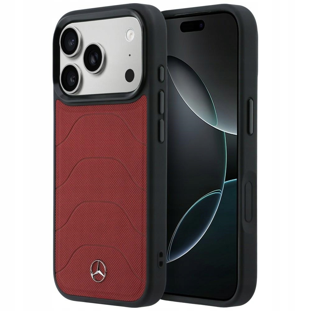 Etui Mercedes Leather Mesh with Bow Line MagSafe na iPhone 17 Pro czerwone