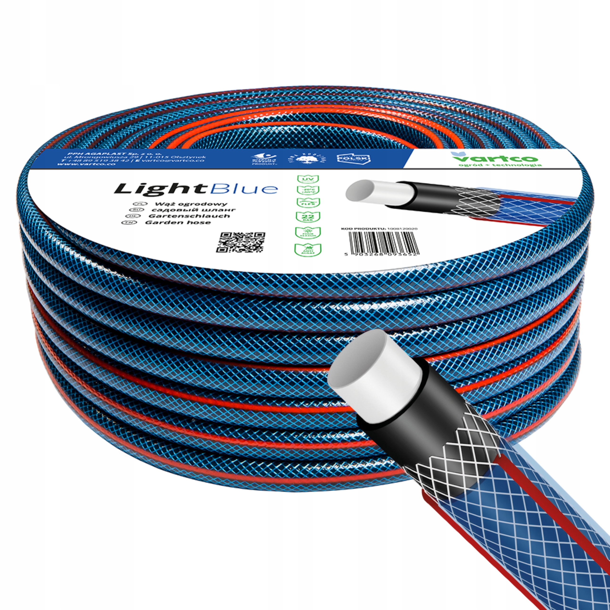 

Wąż Ogrodowy 4-WARSTWOWY 22BAR 3/4'' 30M Vartco