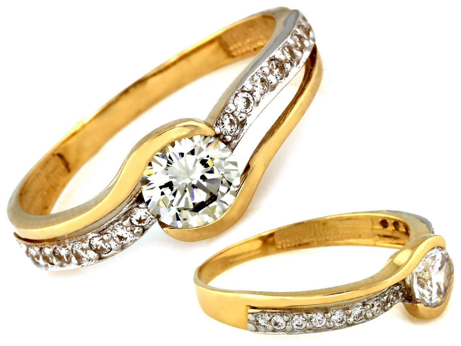 Zlatý prstýnek s zirkony 585 14k 2.86g Elegant Solitare