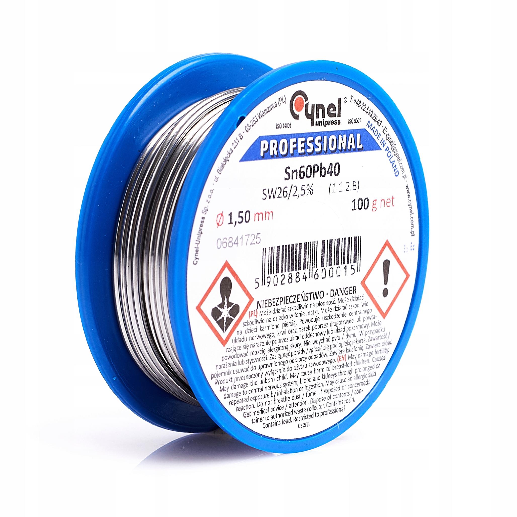 CYNA Z TOPNIKIEM CYNEL SN60PB40-SW26 1,50 100G