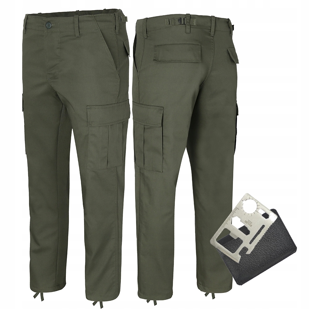Spodnie Bojówki Wojskowe Robocze Mil-tec Olive Karta Survivalowa L