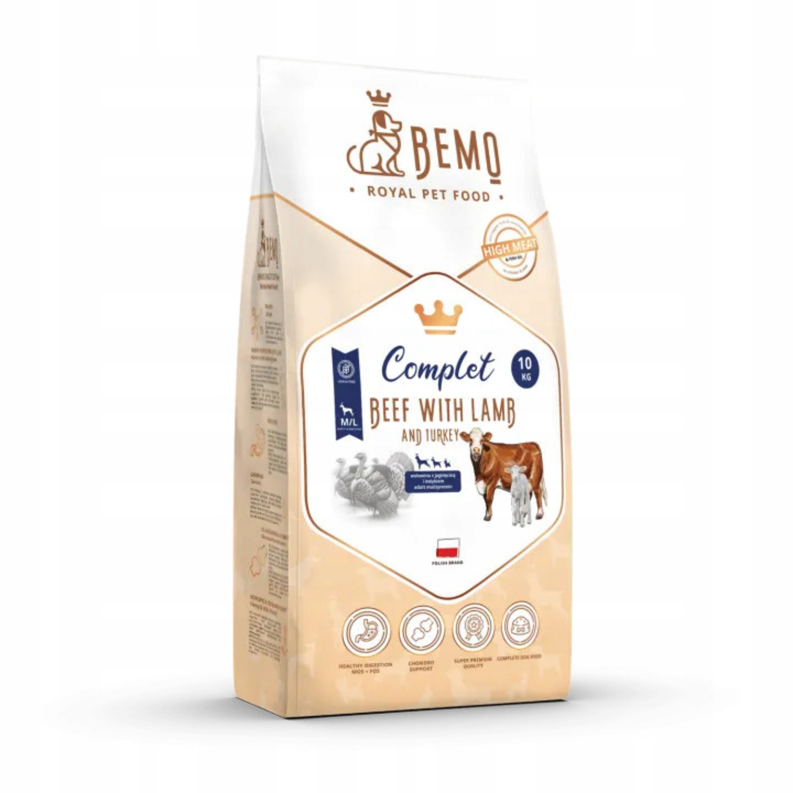 Suché krmivo pro psy Bemo Complet 10 kg M/L hovězí krůta jehněčí maso
