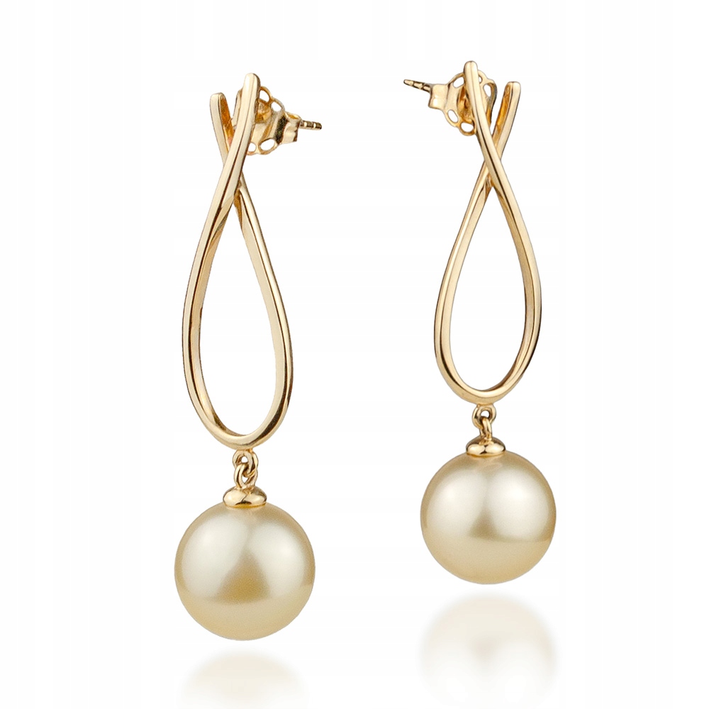 Elegantní Zlaté Náušnice S Perlou South Sea