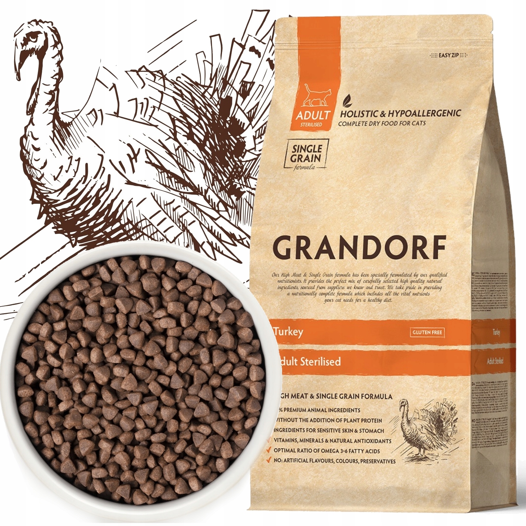 Grandorf Turkey Sterilised Indyk Karma Dla Kotów Sterylizowanych 2kg