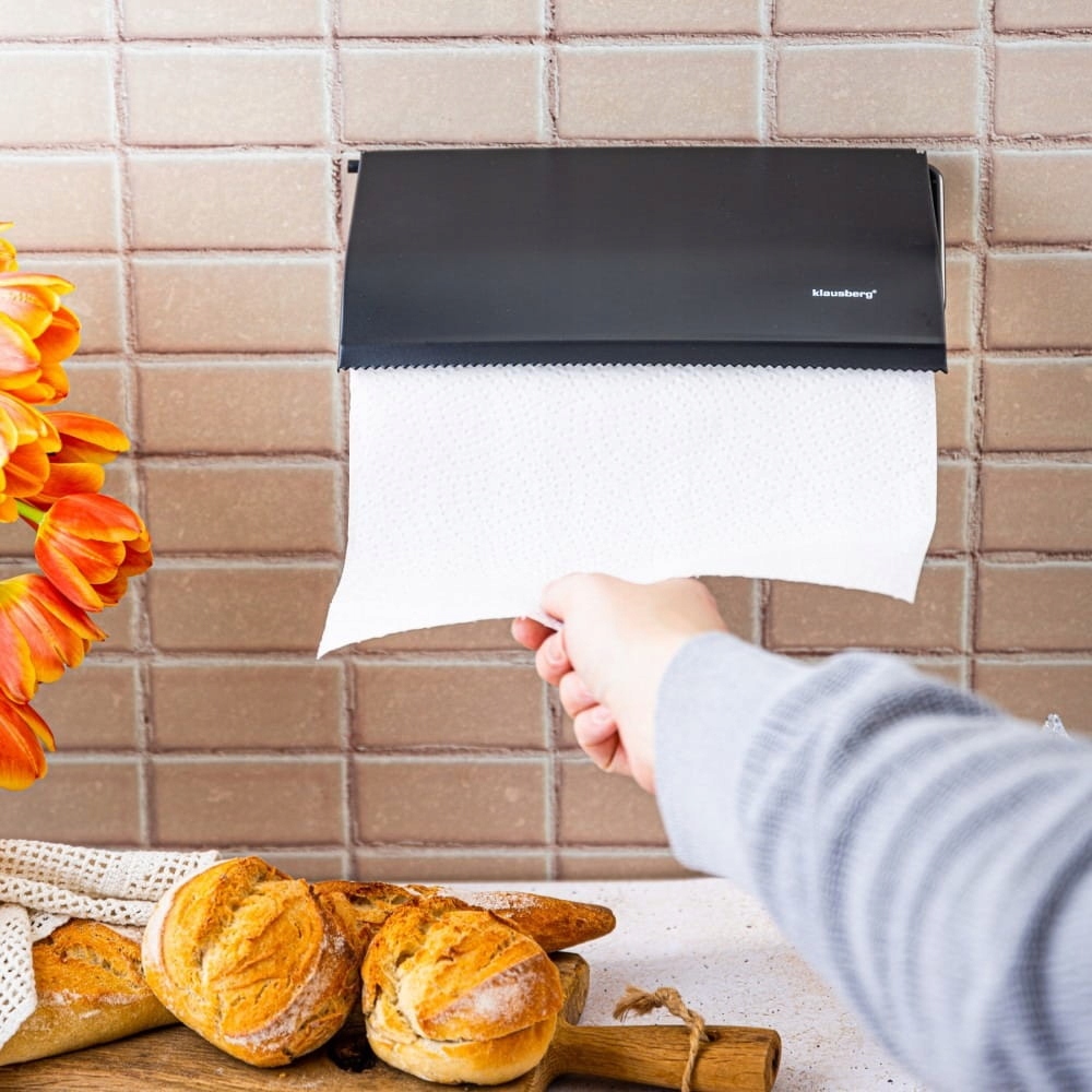 Uchwyt wieszak na ręcznik papierowy ręczniki kuchenne czarny KLAUSBERG Materiał metal