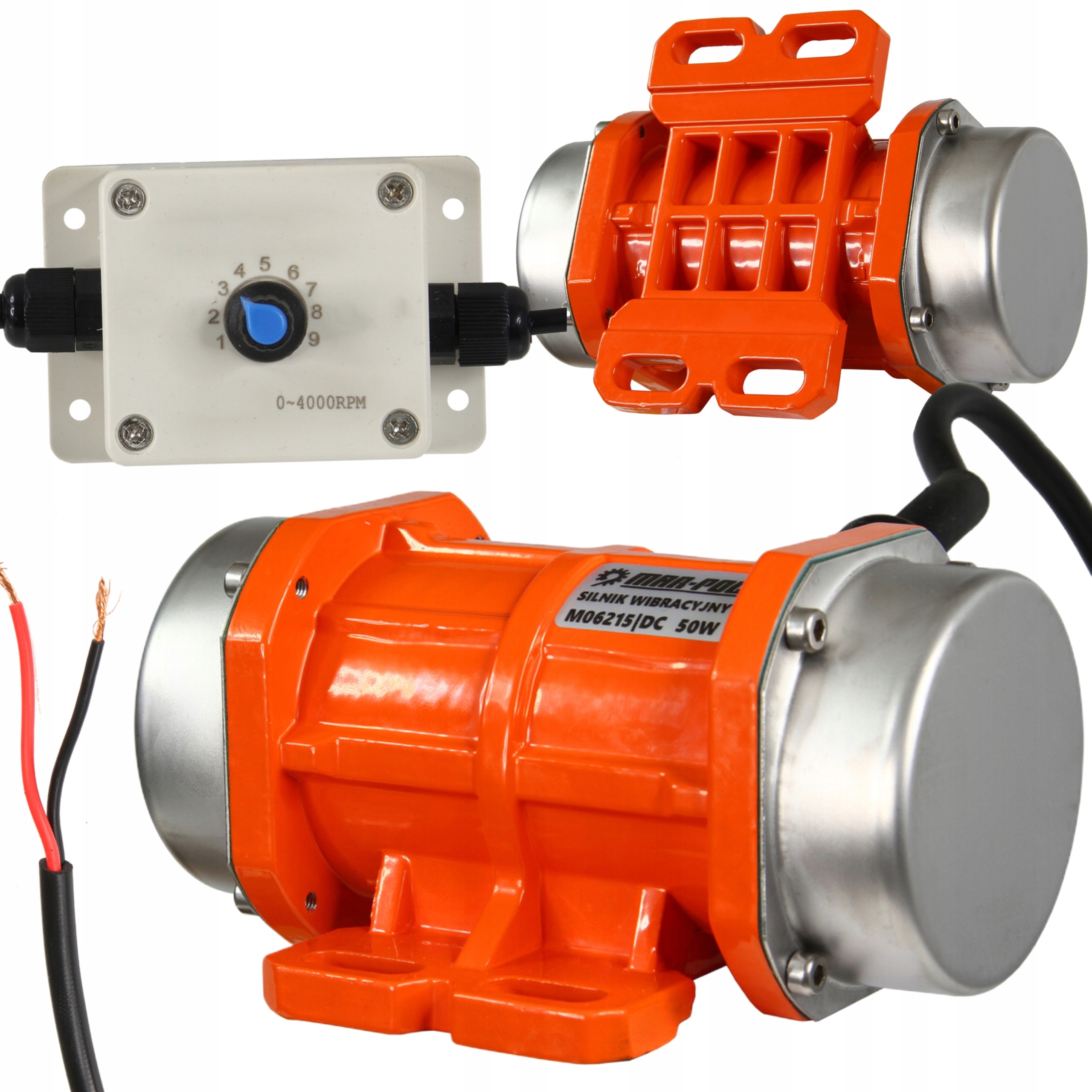 Vibrační Motor 50W Elektrický 24V S Regulátorem 2950 Ot/min, Regulace Otáček