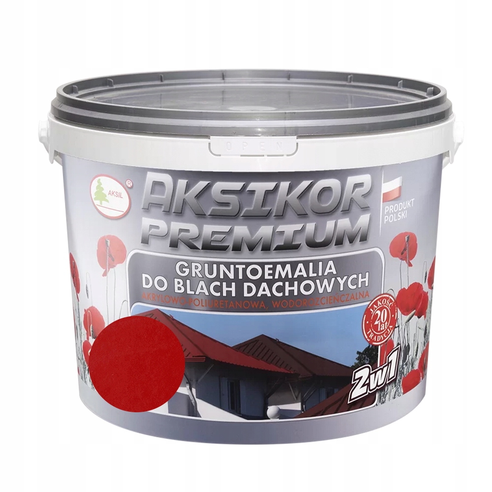 Aksil Aksikor Premium Farba do dachu Wiśniowy 10L