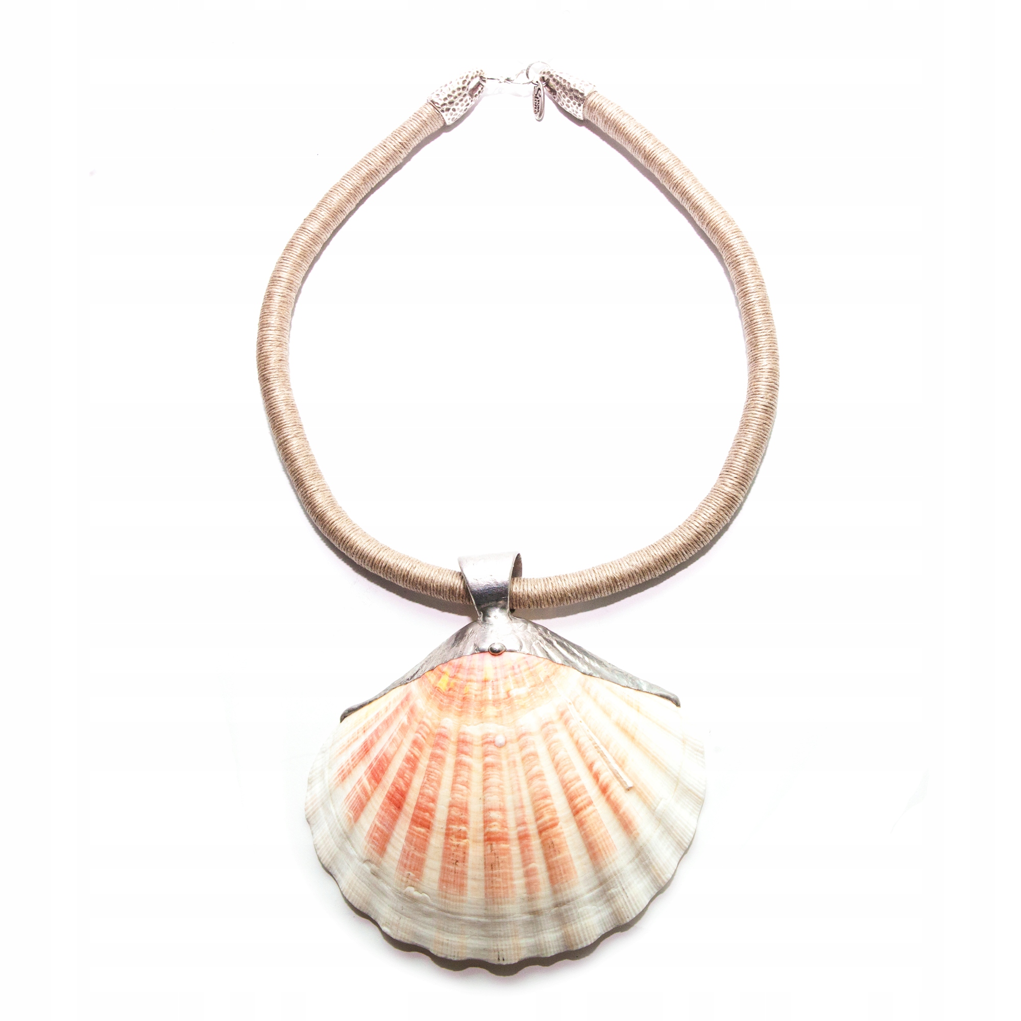 Náhrdelník s lněnou skořápkou, přírodní mušle, oceán, moře