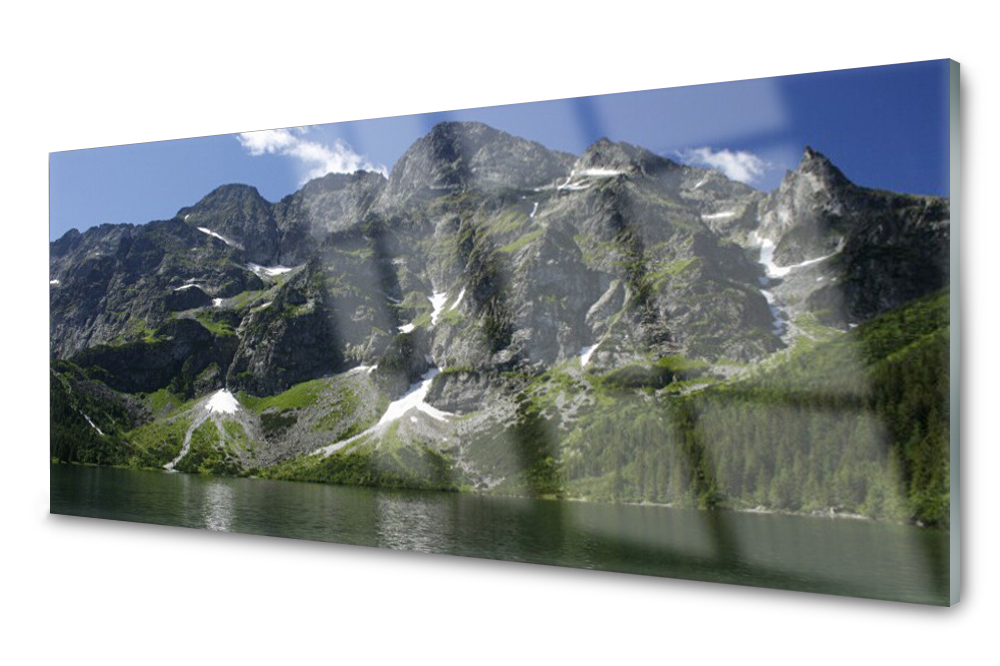 

Panel szklany do kuchni Góry Jezioro Las 125x50