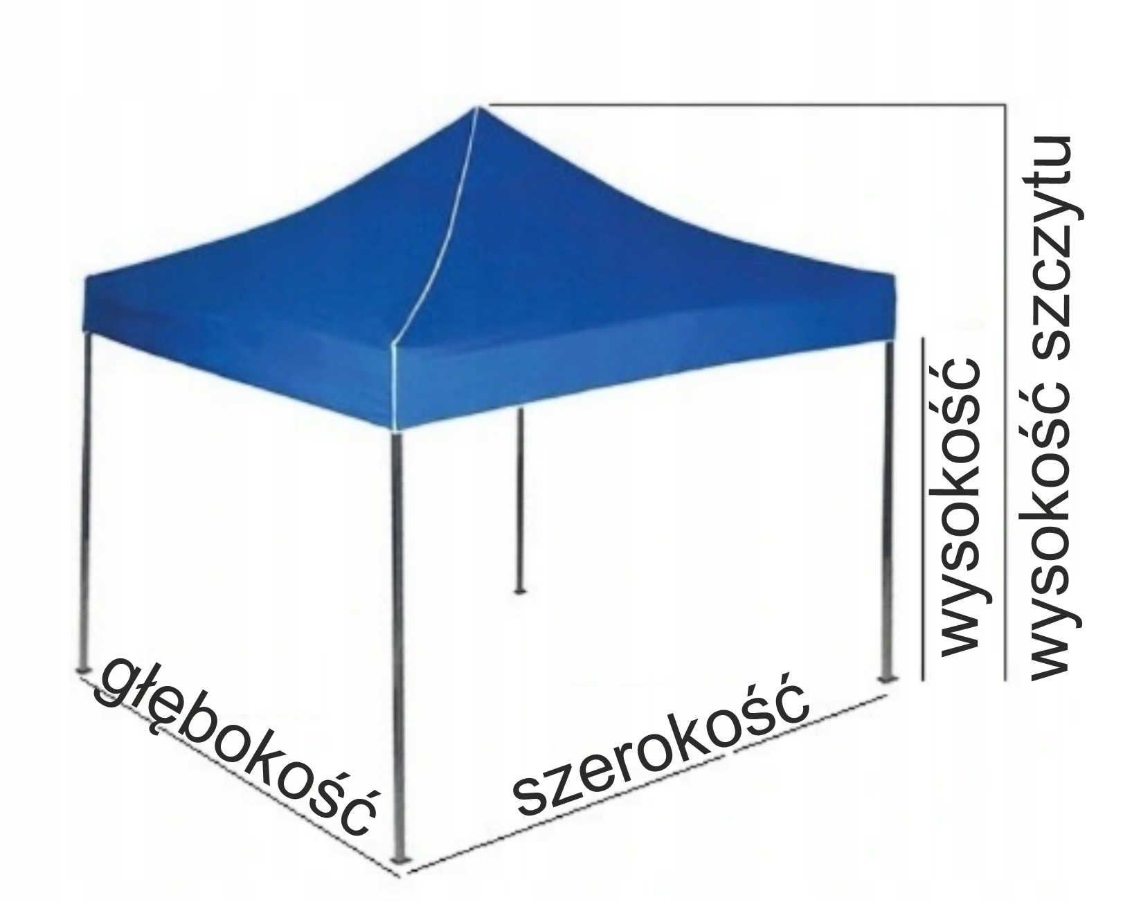 Namiot z nadrukiem KGW dla Koła Gospodyń Wiejskich 3 ścianki niebieski Sezon całoroczny