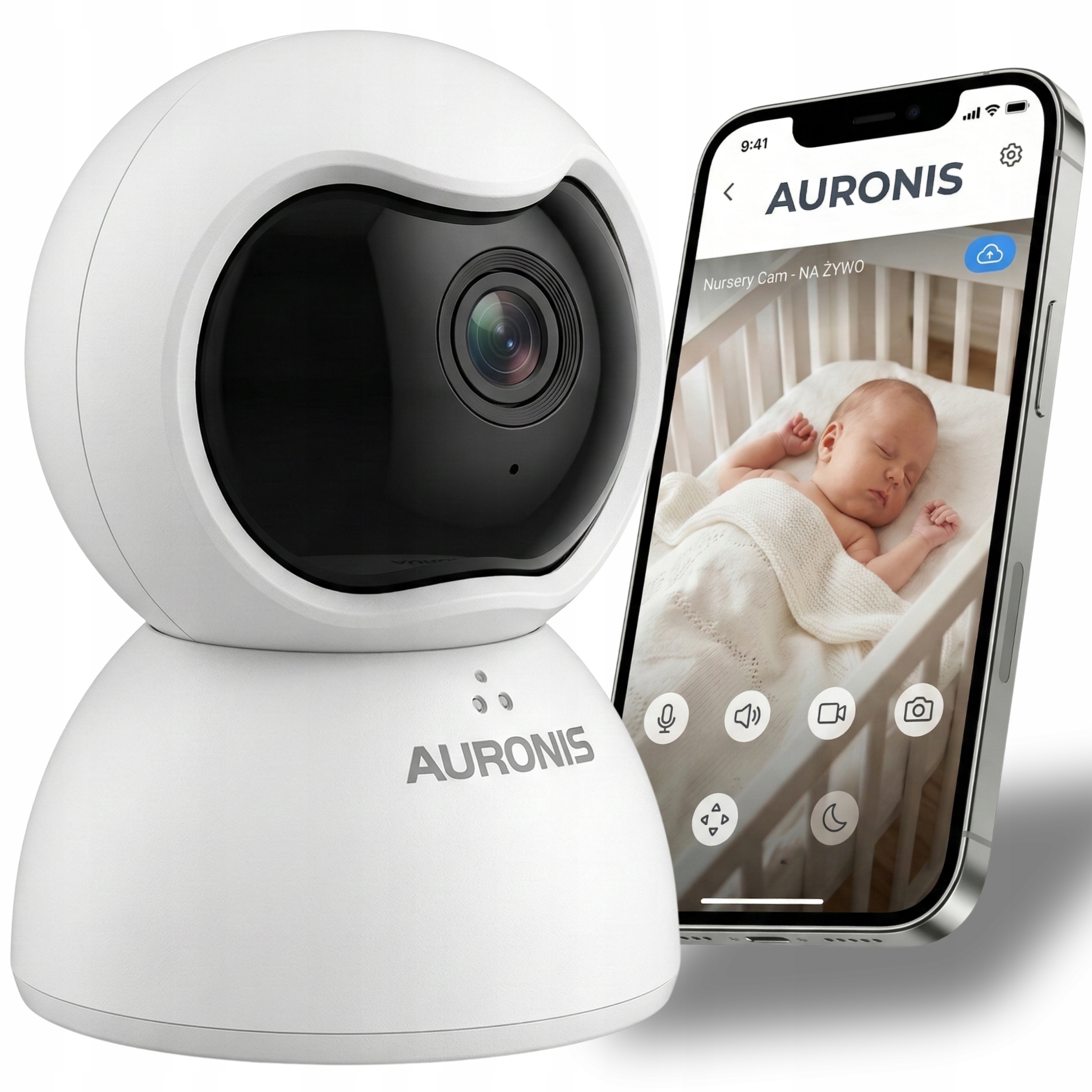 NIANIA ELEKTRONICZNA KAMERA WEWNĘTRZNA WIFI OBROTOWA 3MP DO DOMU DETEKCJA