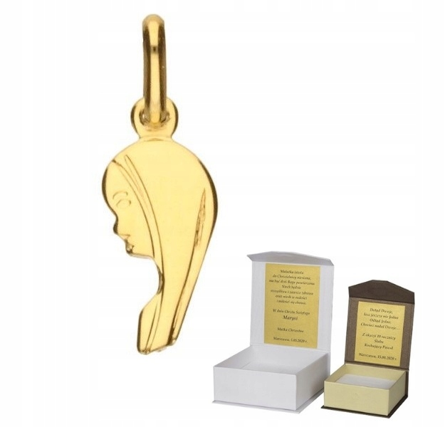 Zlatý Medailonek Matka Boží Fatimská Křest Svaté Přijímání Zlato pr. 585 MZ6