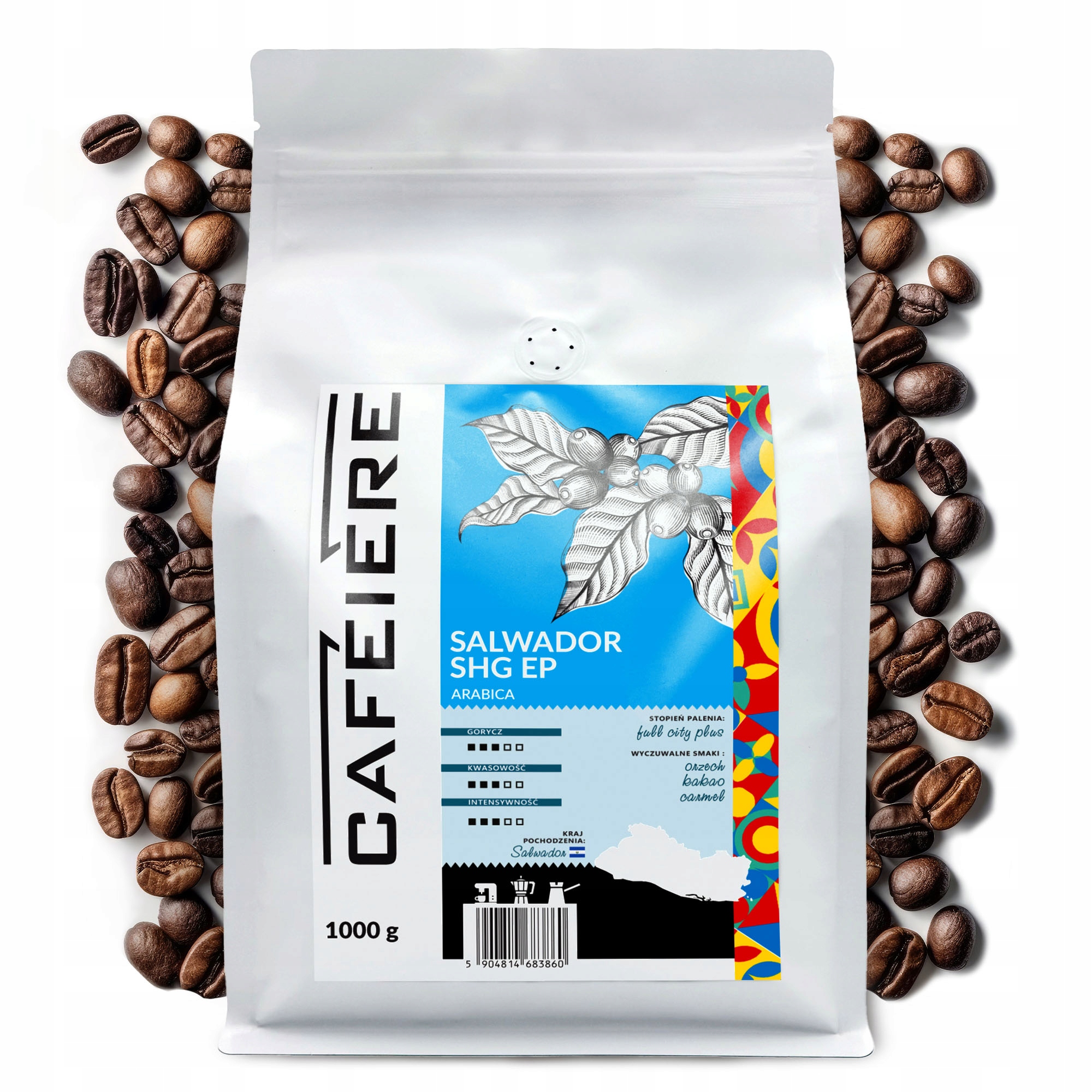 Levně Káva zrnková 1 kg Salvador Shg Ep 100% Arabica Čerstvě pražená