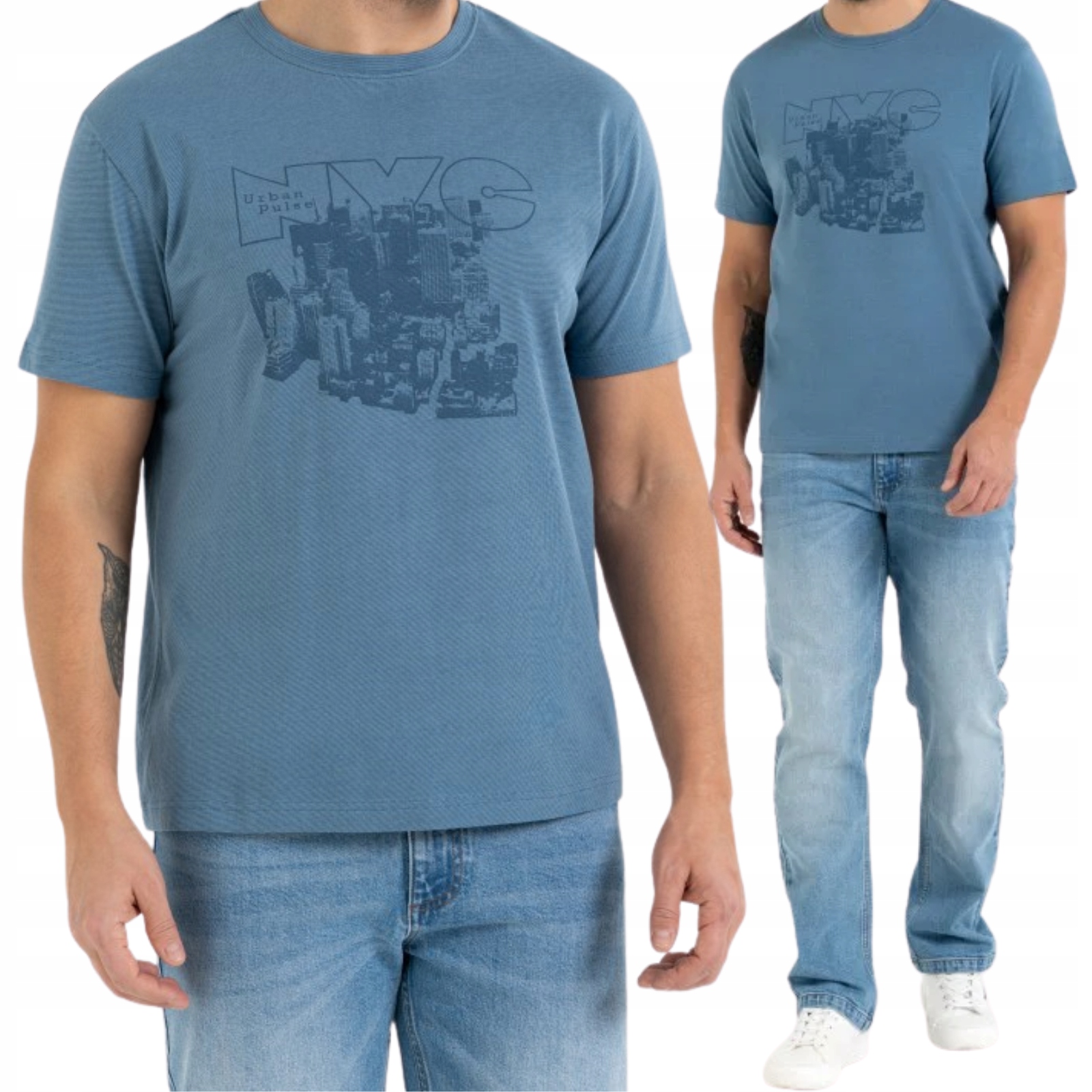 Sada pánského trička s potiskem XXL a klasických džínů, pohodlné, 34 Moraj