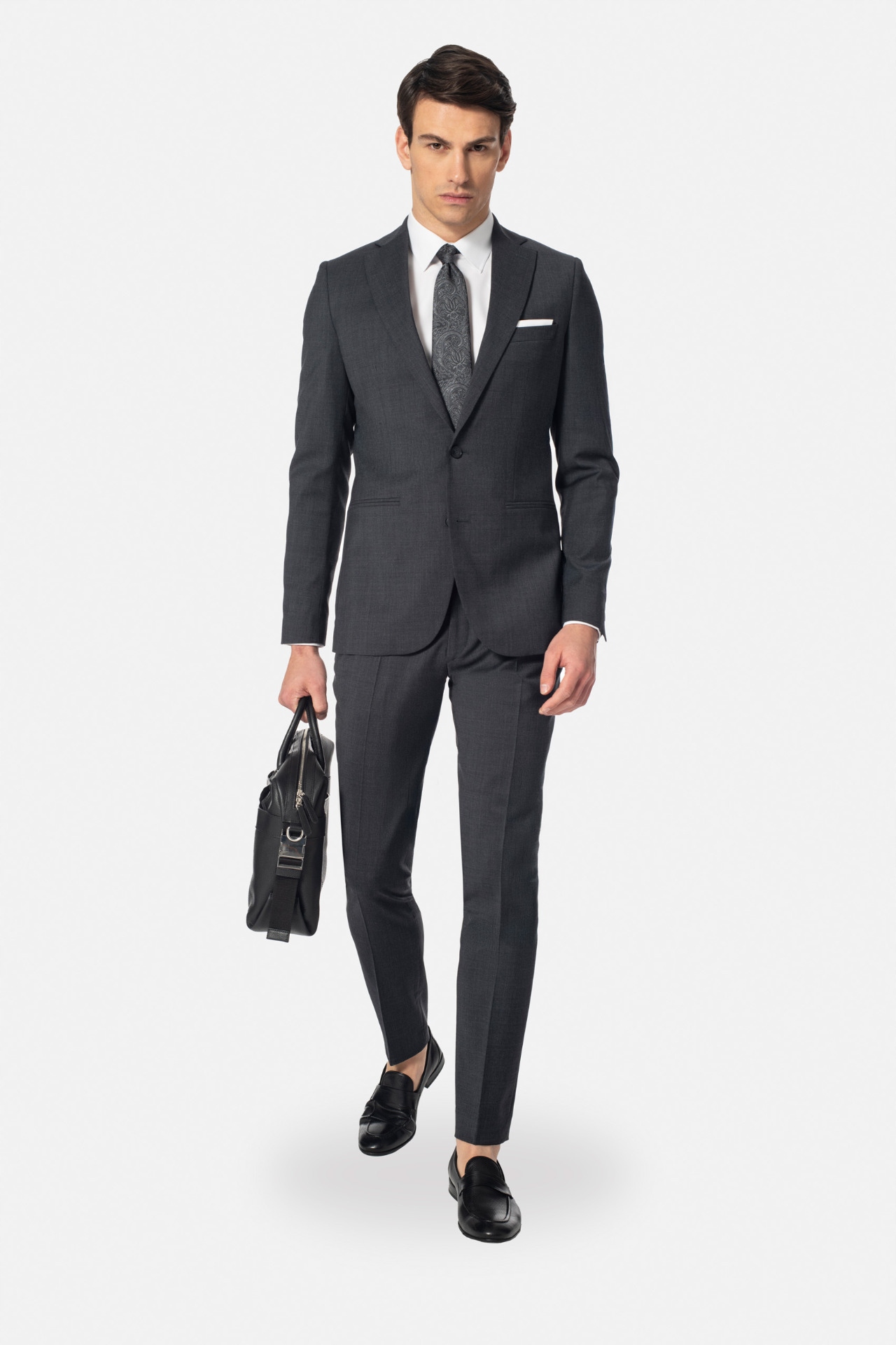 Garnitur Orwine Grafit Slim Fit Jednorzędowy Z Wełny 170 100 90