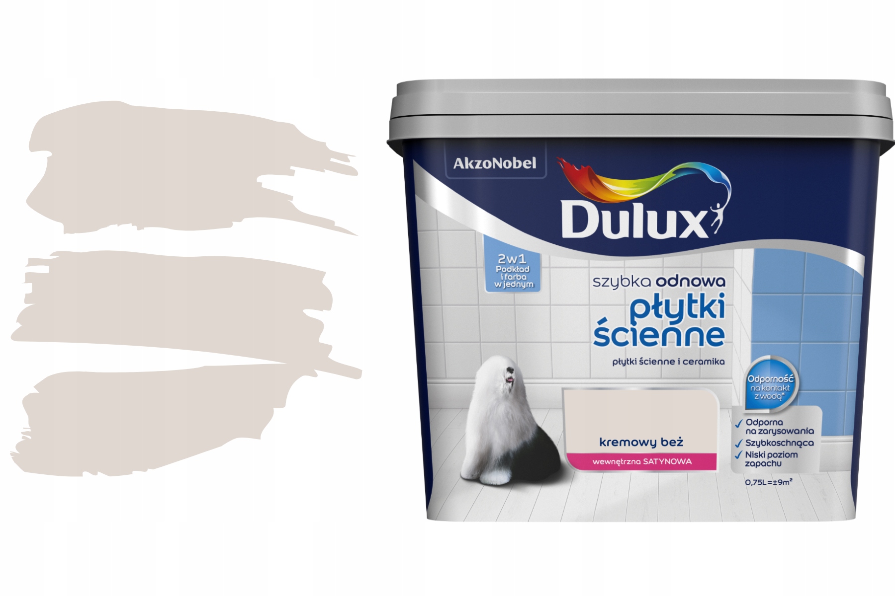 Farba akrylowa Dulux Szybka Odnowa Płytki Ścienne 0,75 l – kremowy beż