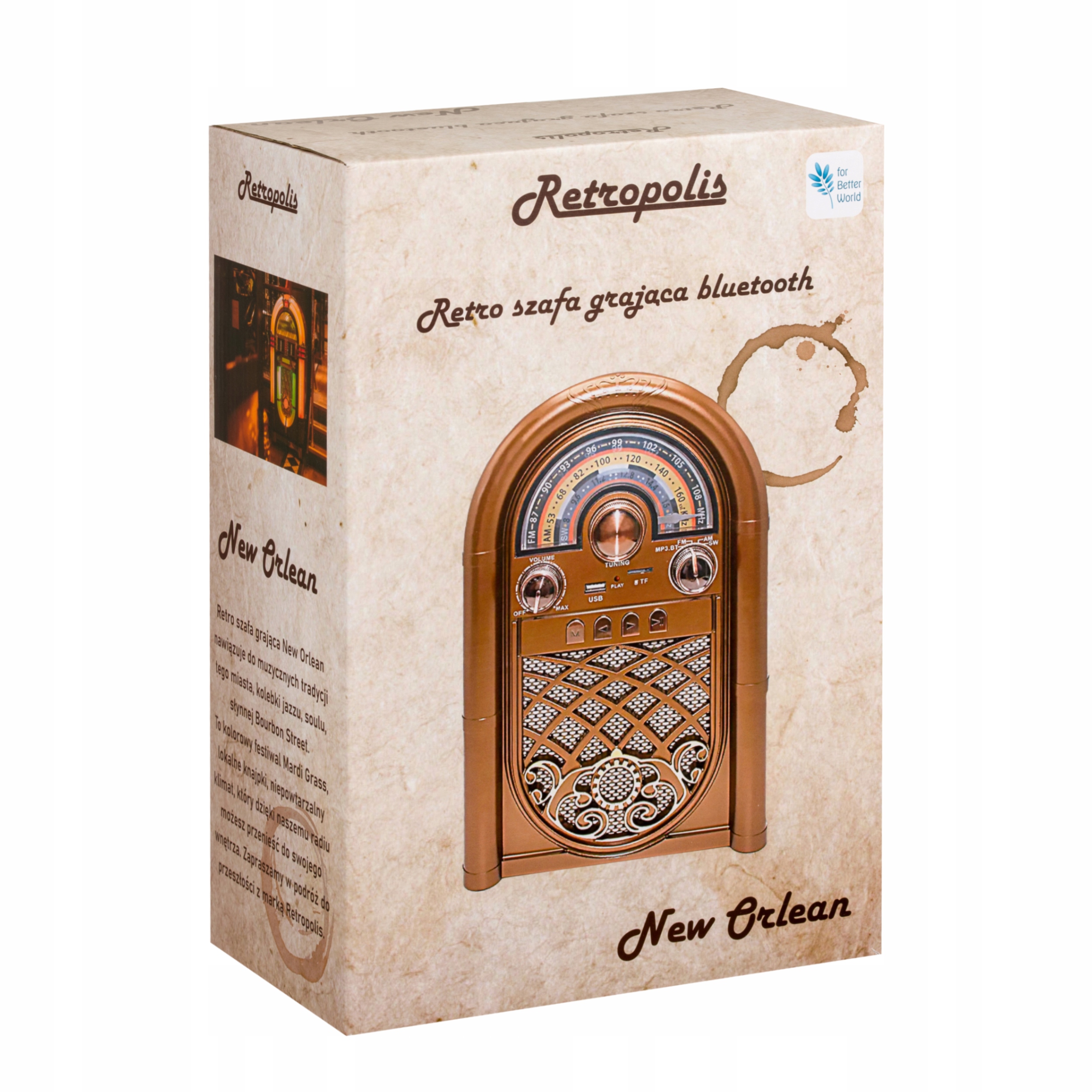 Radio Retro Szafa Grająca Powerbank 1200mAh USB Bluetooth microSD 1x18650 Kod producenta szafa grająca vintage stary