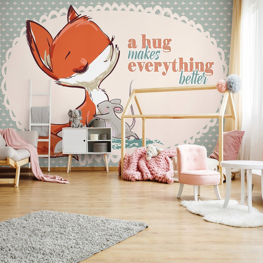 Fototapeta Líška a myška Priatelia vinyl 368x280 Dekorácia do izby lepidlo