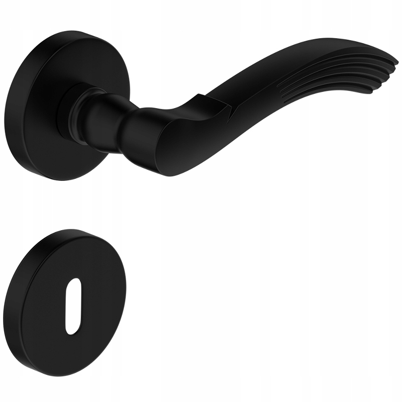 czarna klamka CLASSICA komplet z rozetami klucz