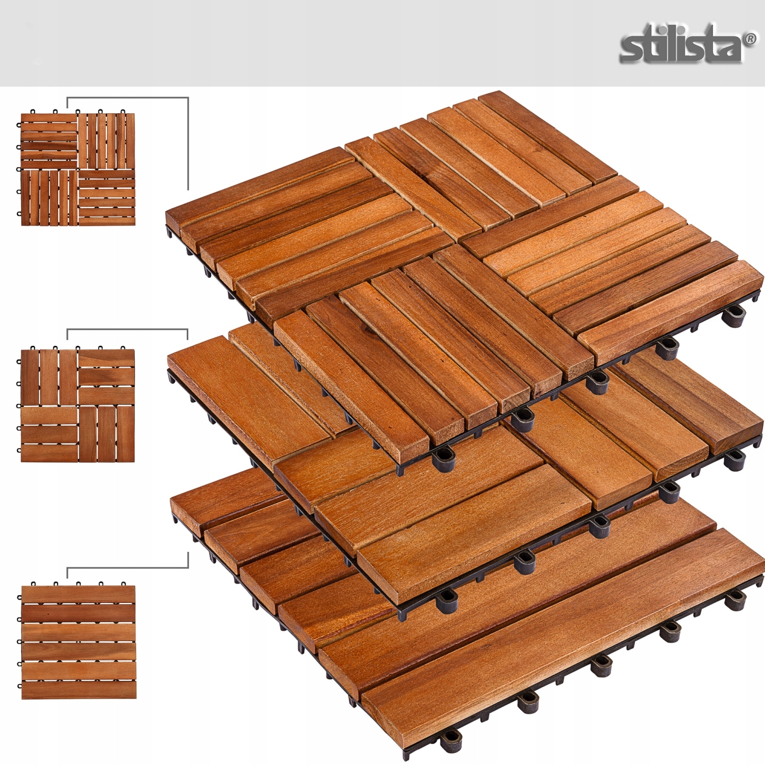 11 SZTUK DREWNIANE PŁYTKI NA OGRÓD BALKON DO SAUNY Szerokość 0.3 m