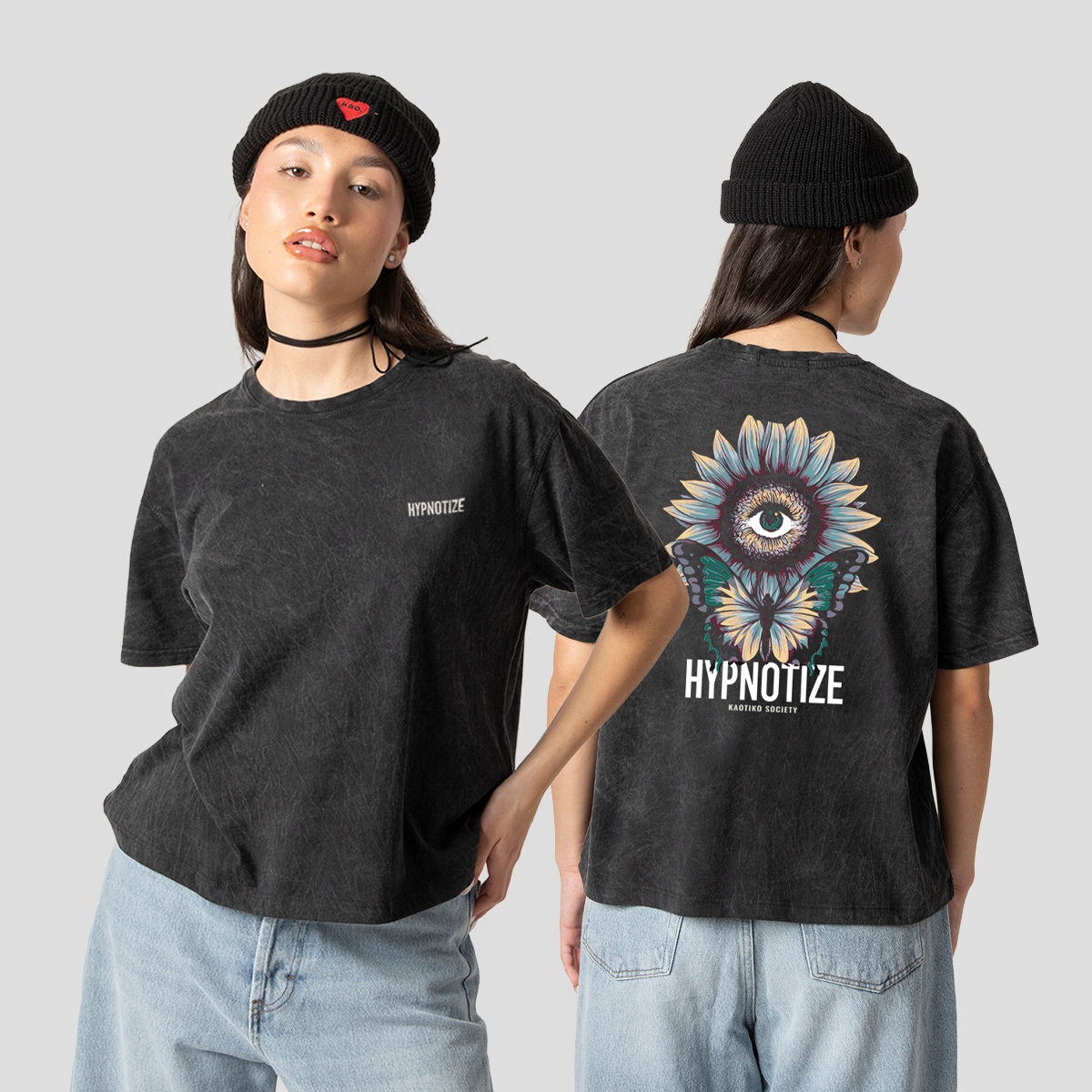 Tričko Kaotiko M/C Washed Hypnotize S, béžové, Městské