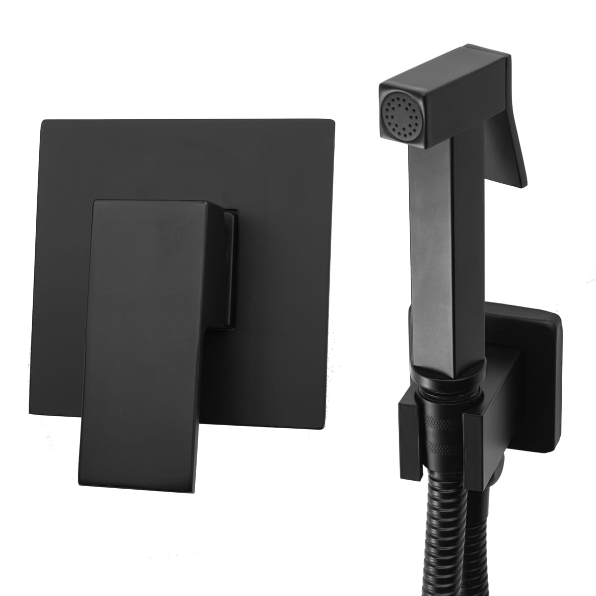 Podomietková Kúpeľňová Bidetová Batéria Štvorcová Caro Cubic Čierna