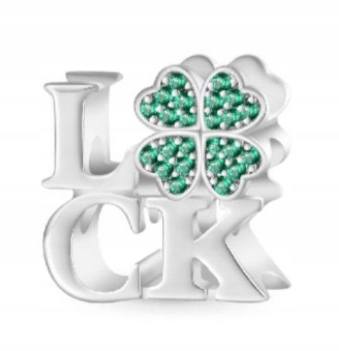 Stříbrný přívěsek Bead 925 Rhodiovaný Zirkony Emerald Čtyřlístek 11 mm 3.38 g