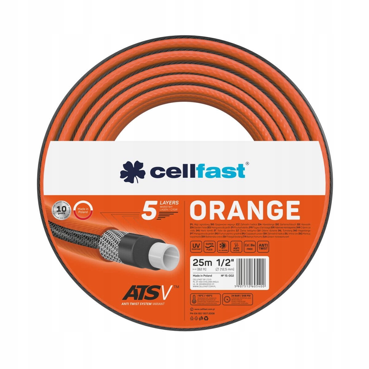 

Wąż ogrodowy Orange 1/2" 25 mb Cellfast