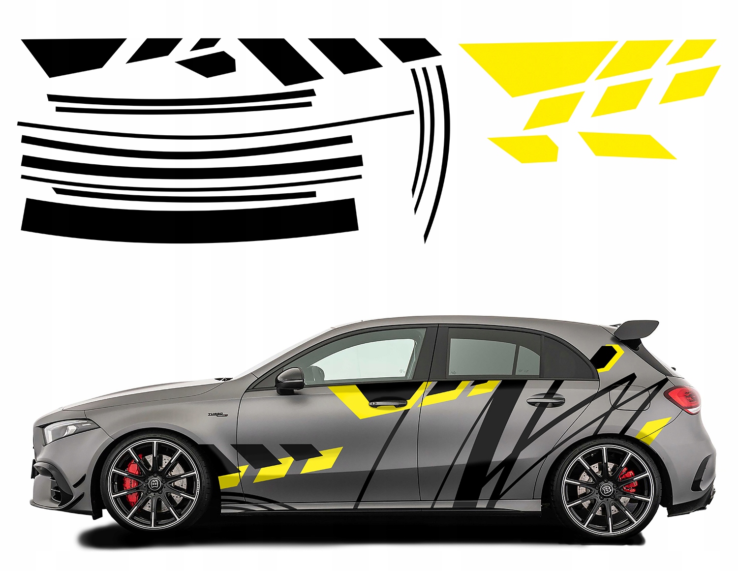 2x Nálepka Grafika na auto Motív Mazie Pásky Tvary Linky 89x600