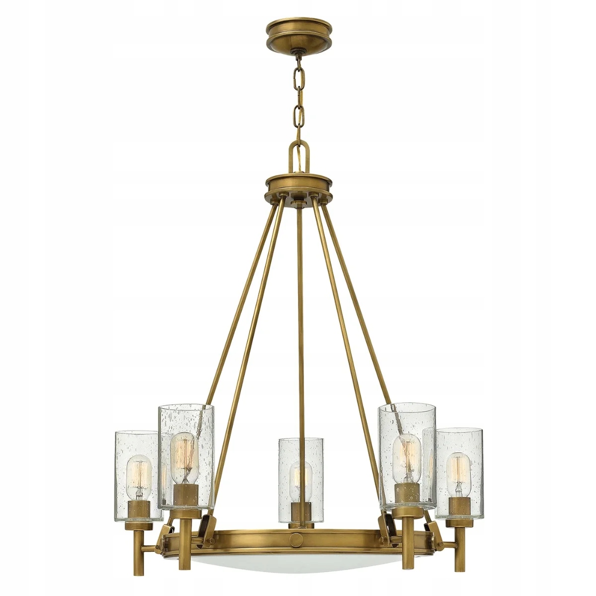 Zlatý luster 5 zdrojov Collier, stará mosadz, Hinkley