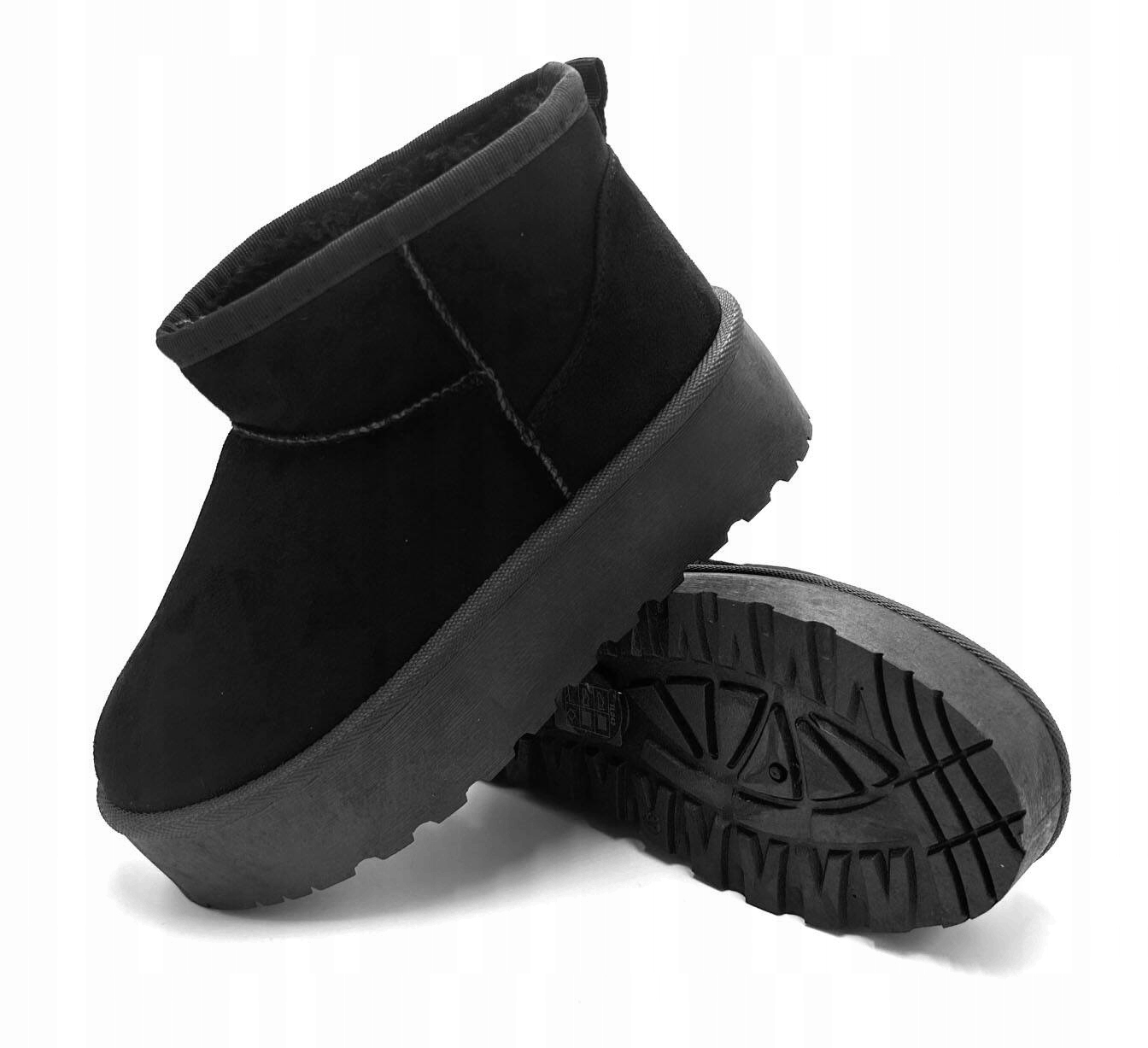 7684 CZARNE OCIEPLANE BOTKI ŚNIEGOWCE PLATFORMA 37 Marka inna