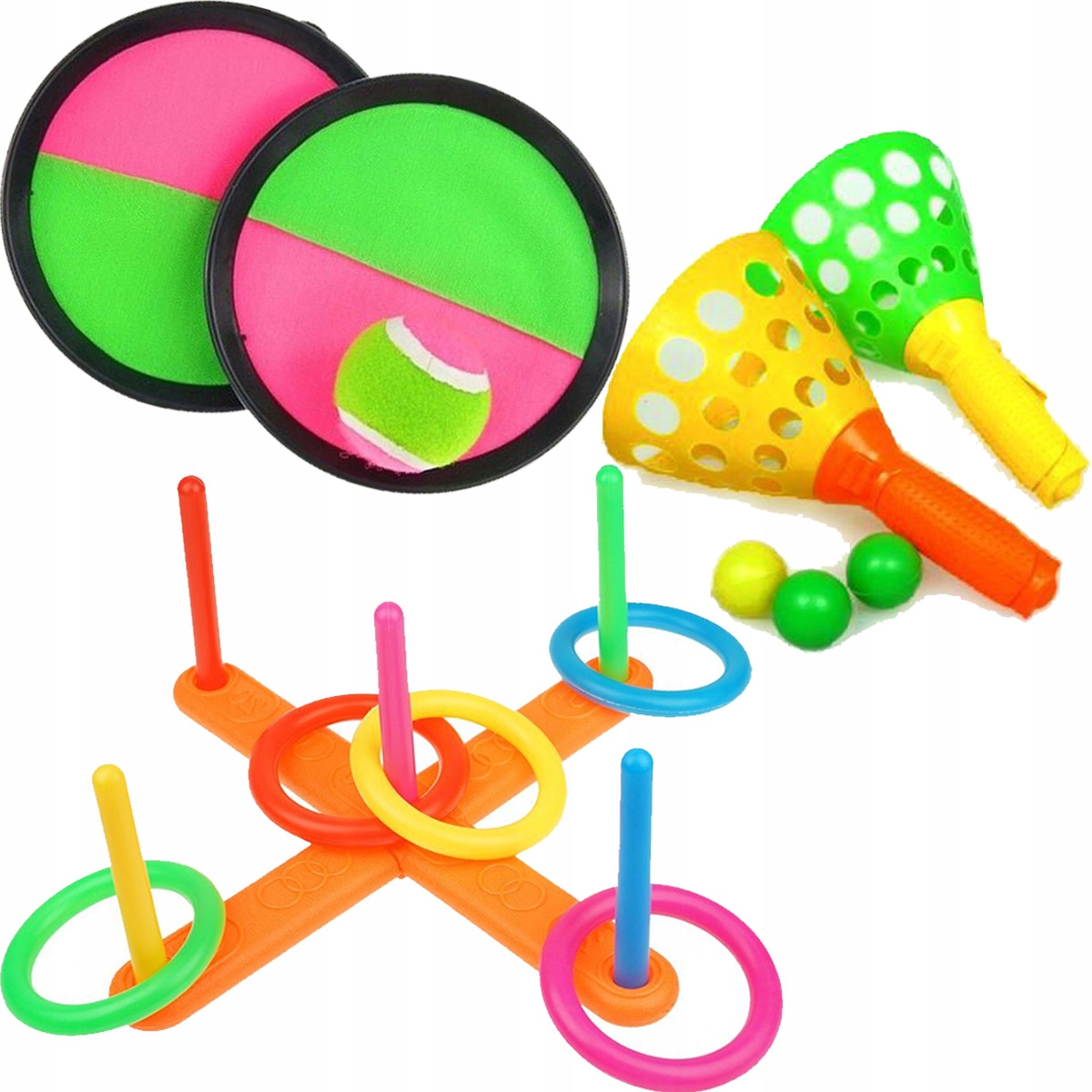 ZESTAW GIER CATCHBALL WYRZUTNIA ŁAPACZ SERSO RINGO DLA DZIECI DO OGRODU