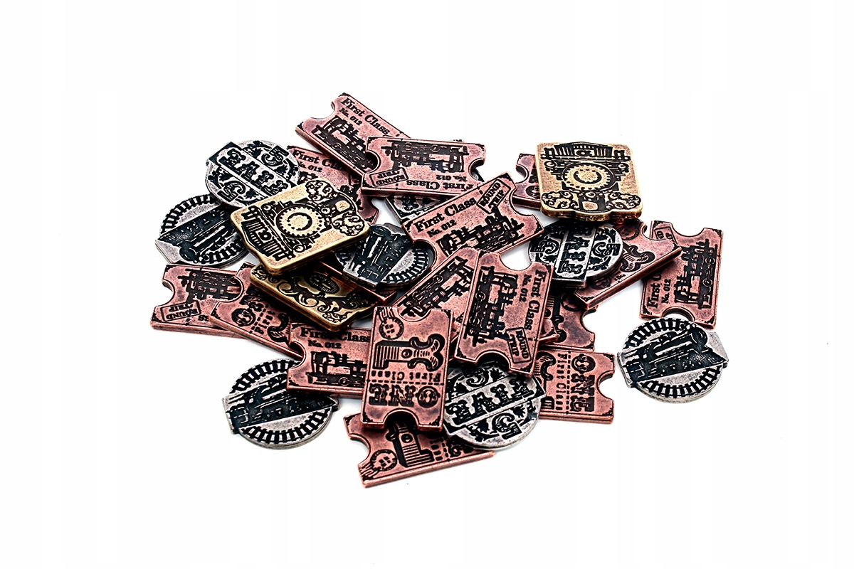 ZESTAW 24 KOLEJOWYCH METALOWYCH MONET LARP RPG