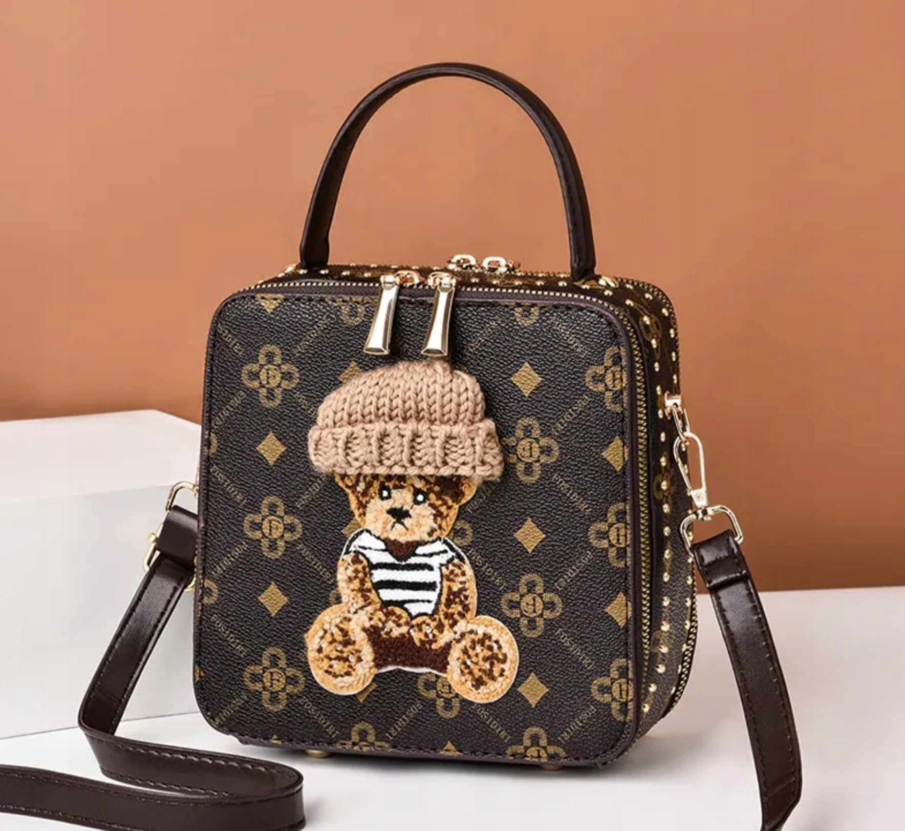 TORBA TOREBKA DAMSKA LISTONOSZKA KUFEREK NA RAMIĘ MAŁA MIŚ TEDDY BAG BRĄZ Marka bez marki