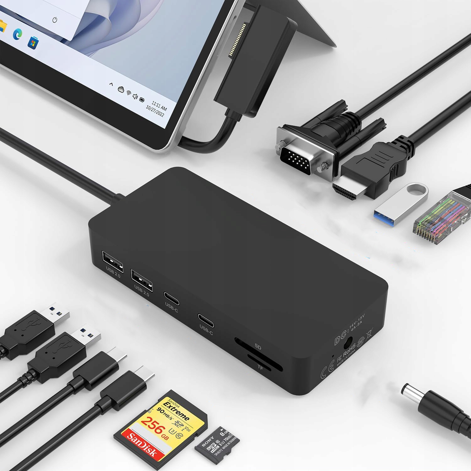 Dokovacia stanica Rytaki SHL792 pre Surface MicroSD Usb 3.0 Typ A Hdmi